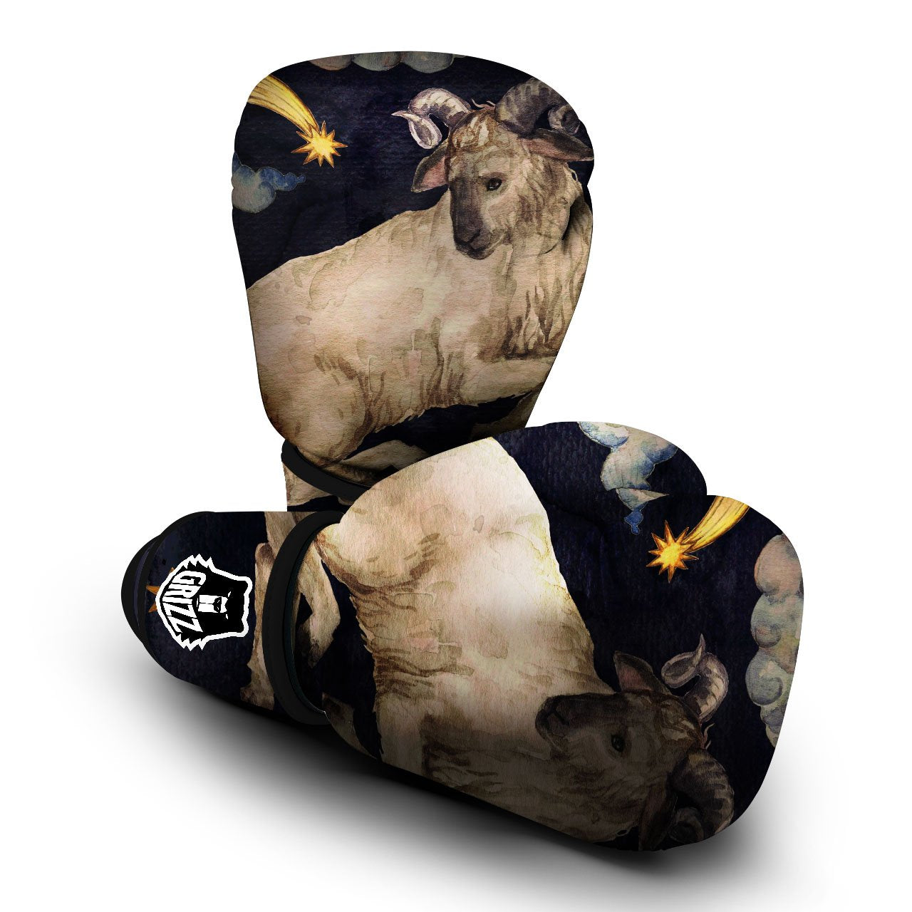Zodiac Sign Watercolor Aries Print Boxing Gloves-grizzshop
