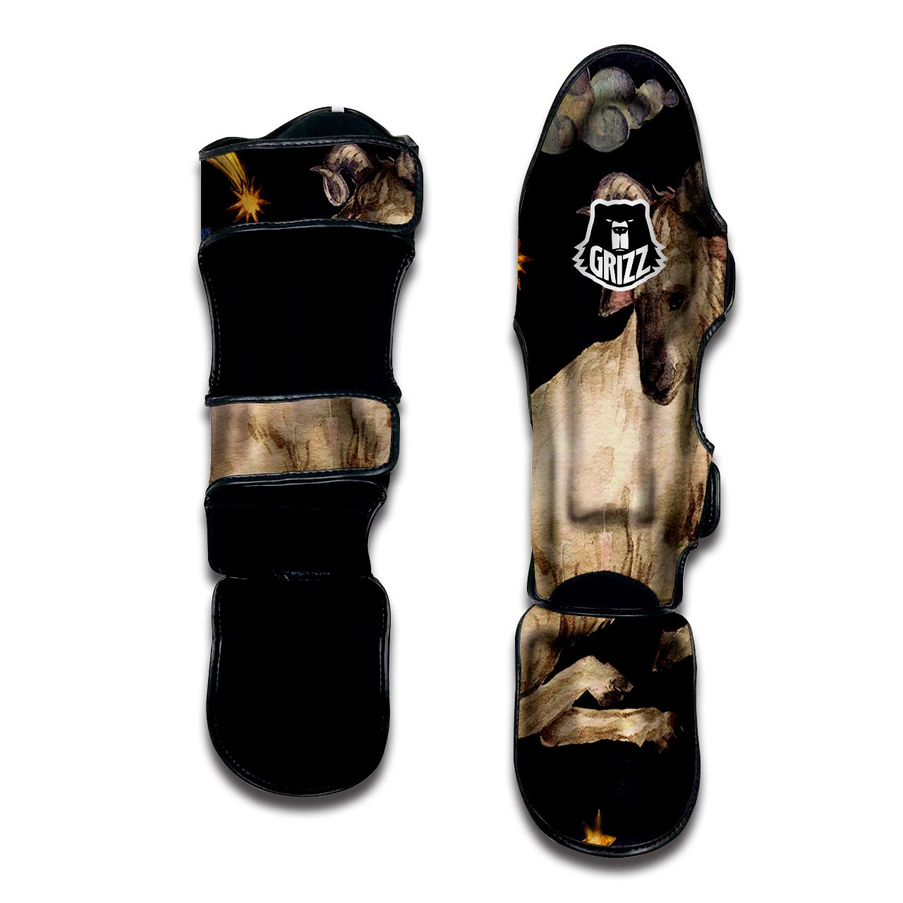 Zodiac Sign Watercolor Aries Print Muay Thai Shin Guards-grizzshop