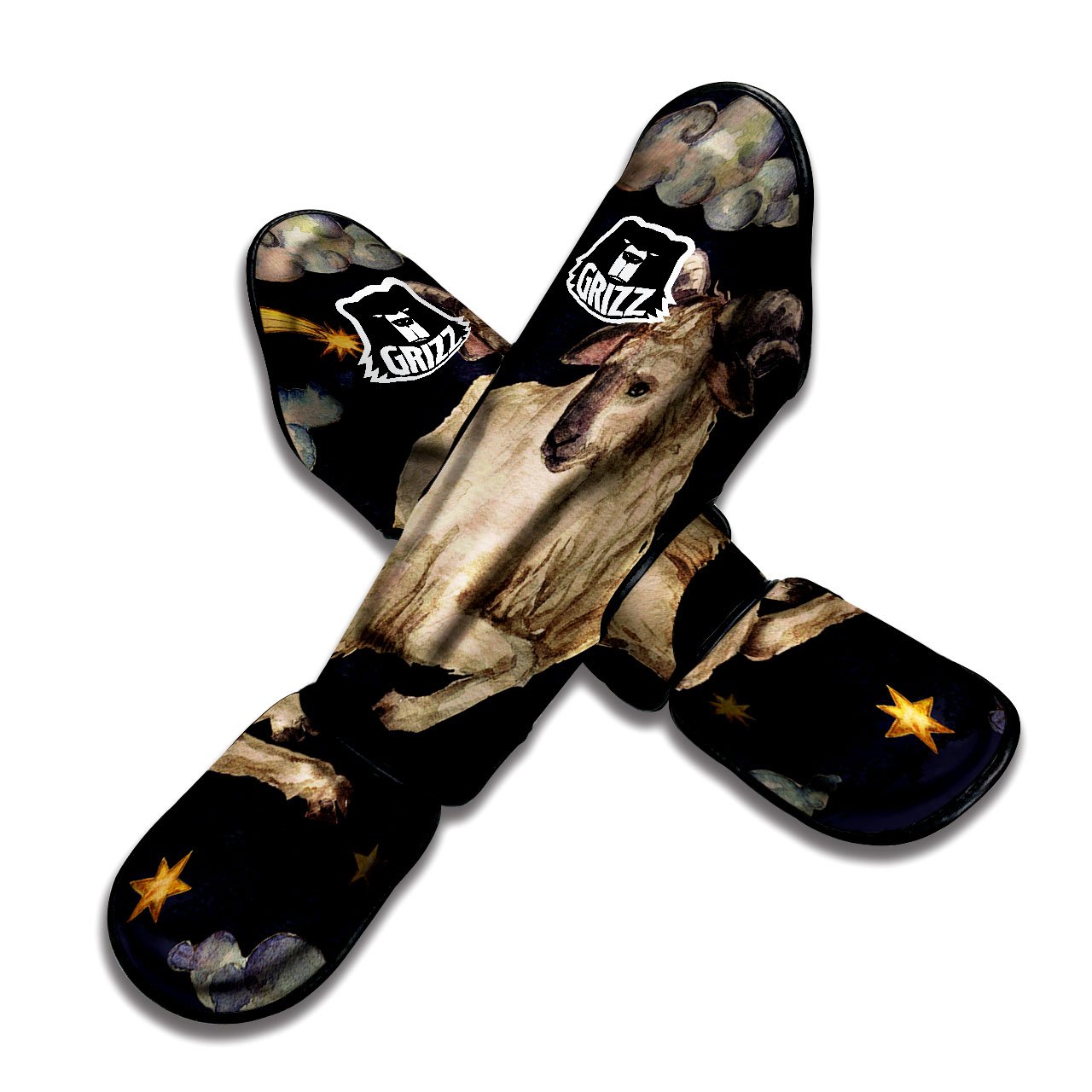 Zodiac Sign Watercolor Aries Print Muay Thai Shin Guards-grizzshop