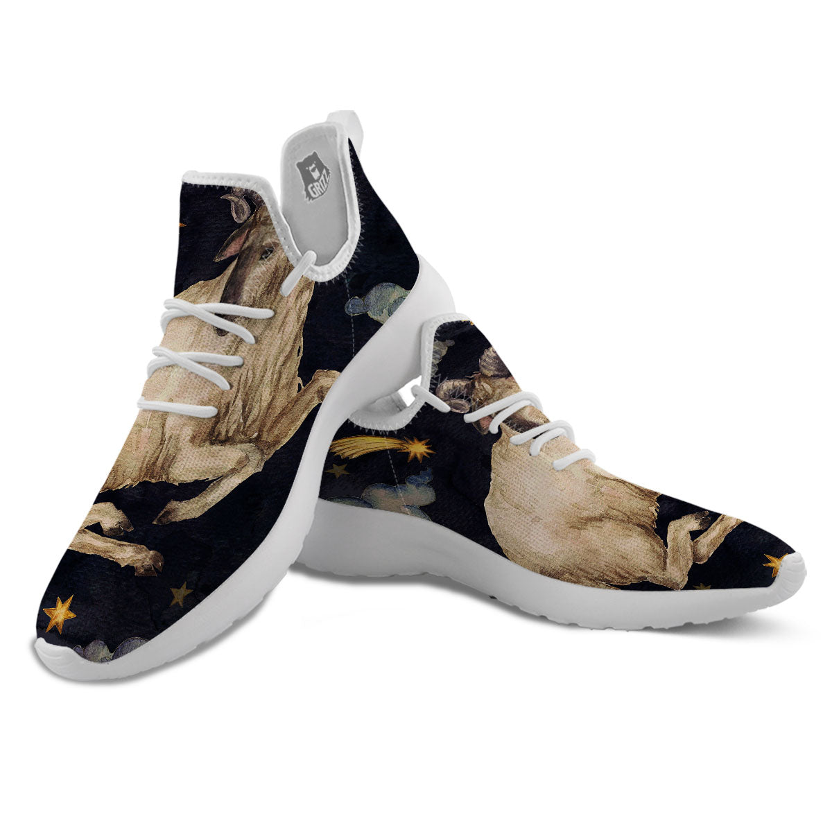 Zodiac Sign Watercolor Aries Print White Athletic Shoes-grizzshop