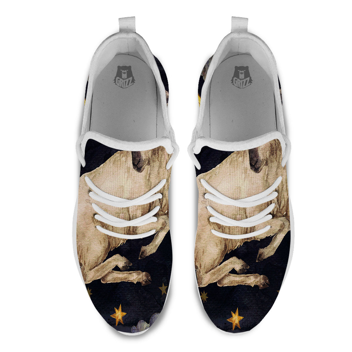 Zodiac Sign Watercolor Aries Print White Athletic Shoes-grizzshop