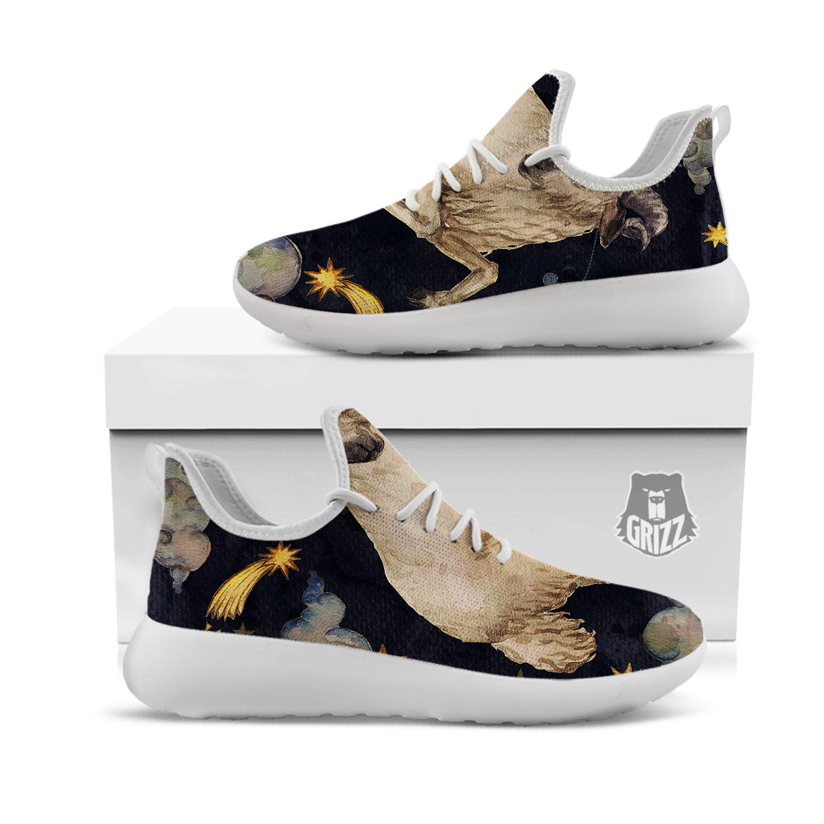 Zodiac Sign Watercolor Aries Print White Athletic Shoes-grizzshop