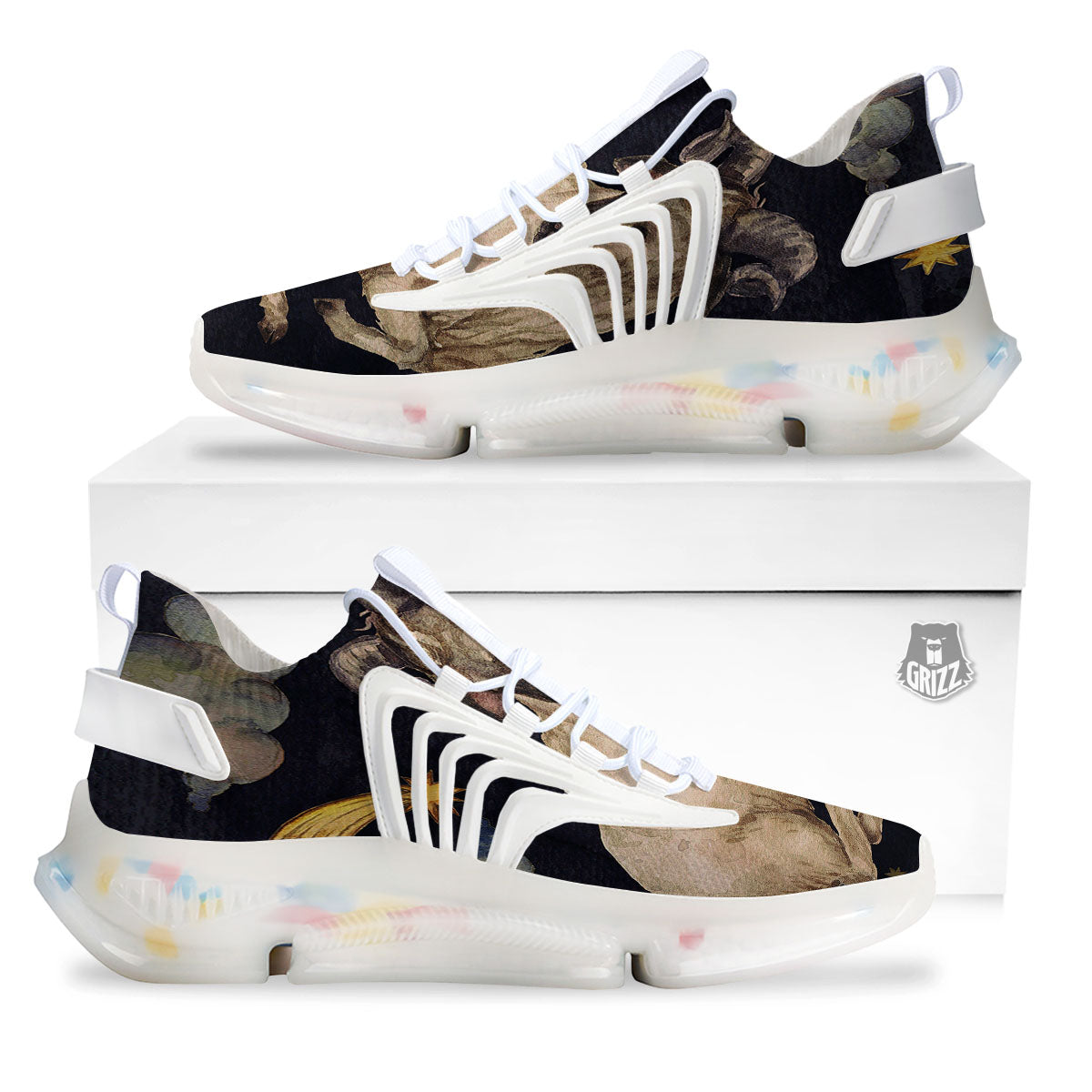 Zodiac Sign Watercolor Aries Print White Gym Shoes-grizzshop