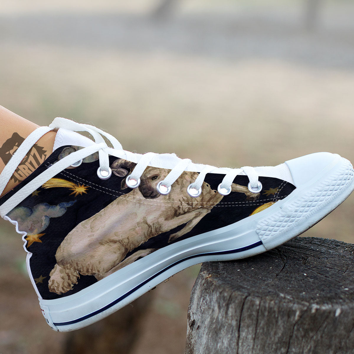 Zodiac Sign Watercolor Aries Print White High Top Shoes-grizzshop