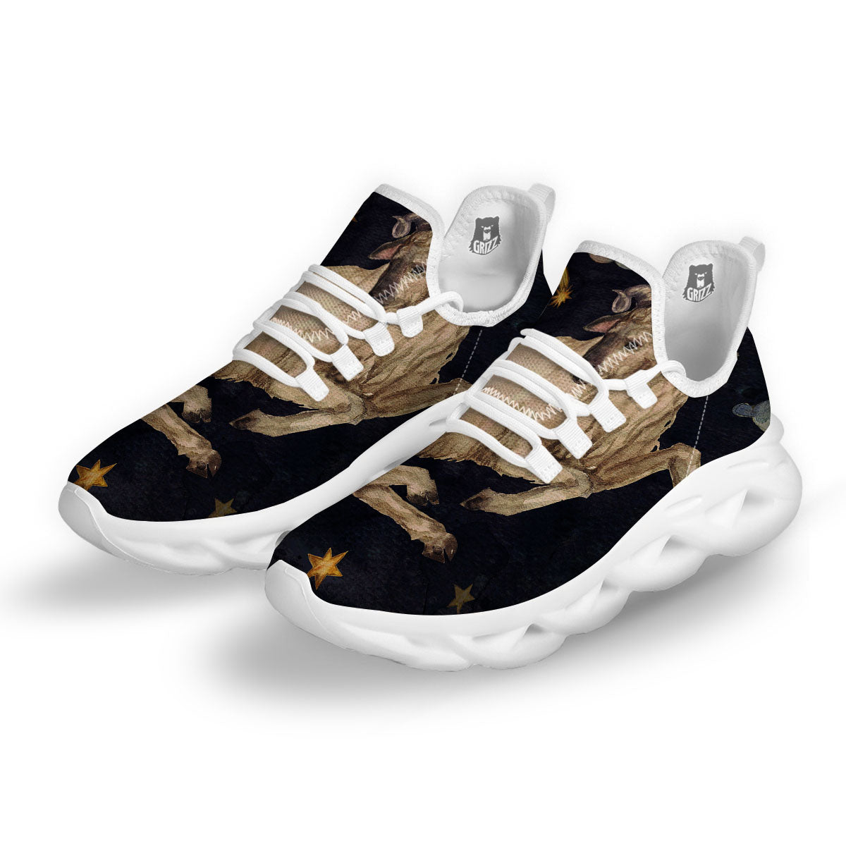 Zodiac Sign Watercolor Aries Print White Running Shoes-grizzshop