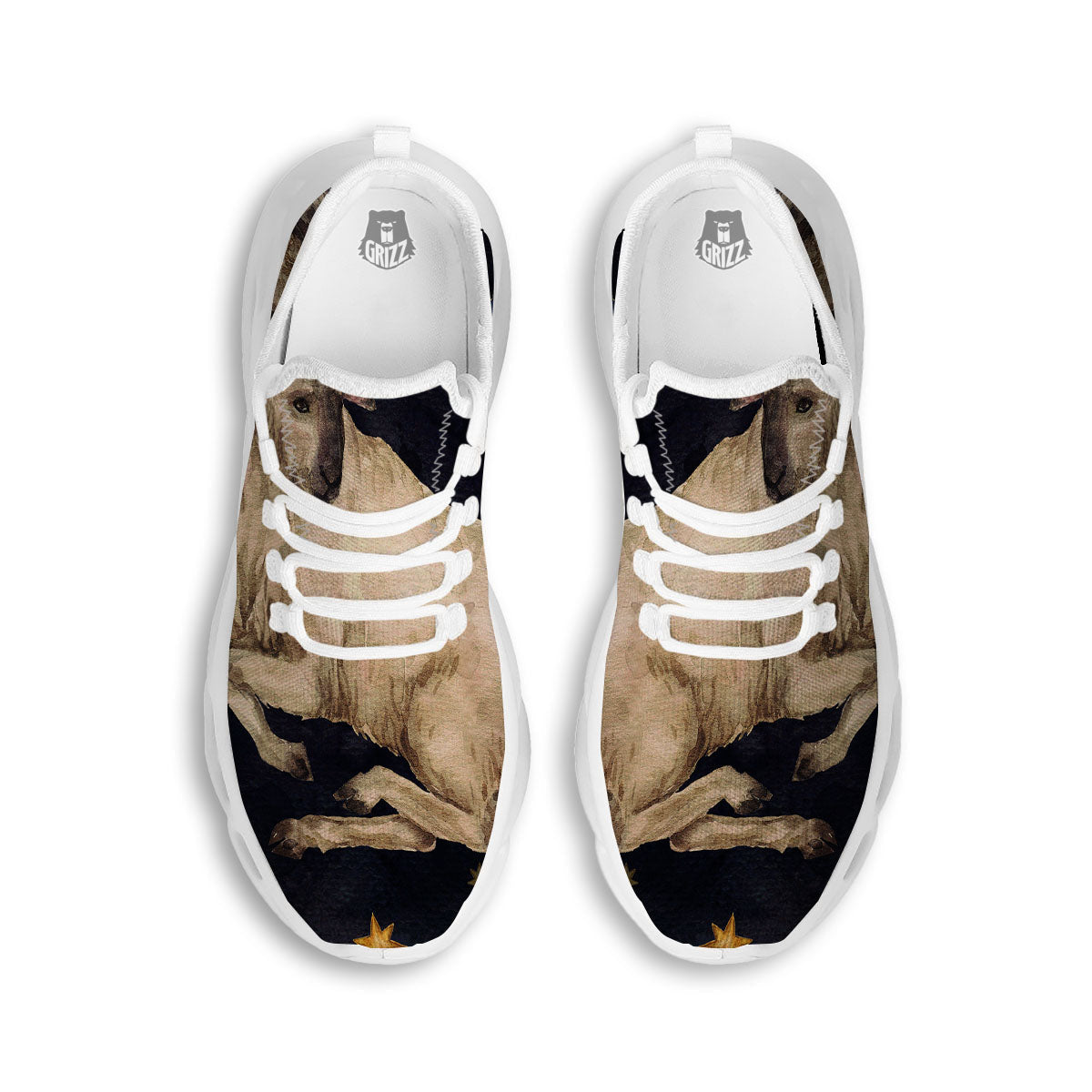 Zodiac Sign Watercolor Aries Print White Running Shoes-grizzshop