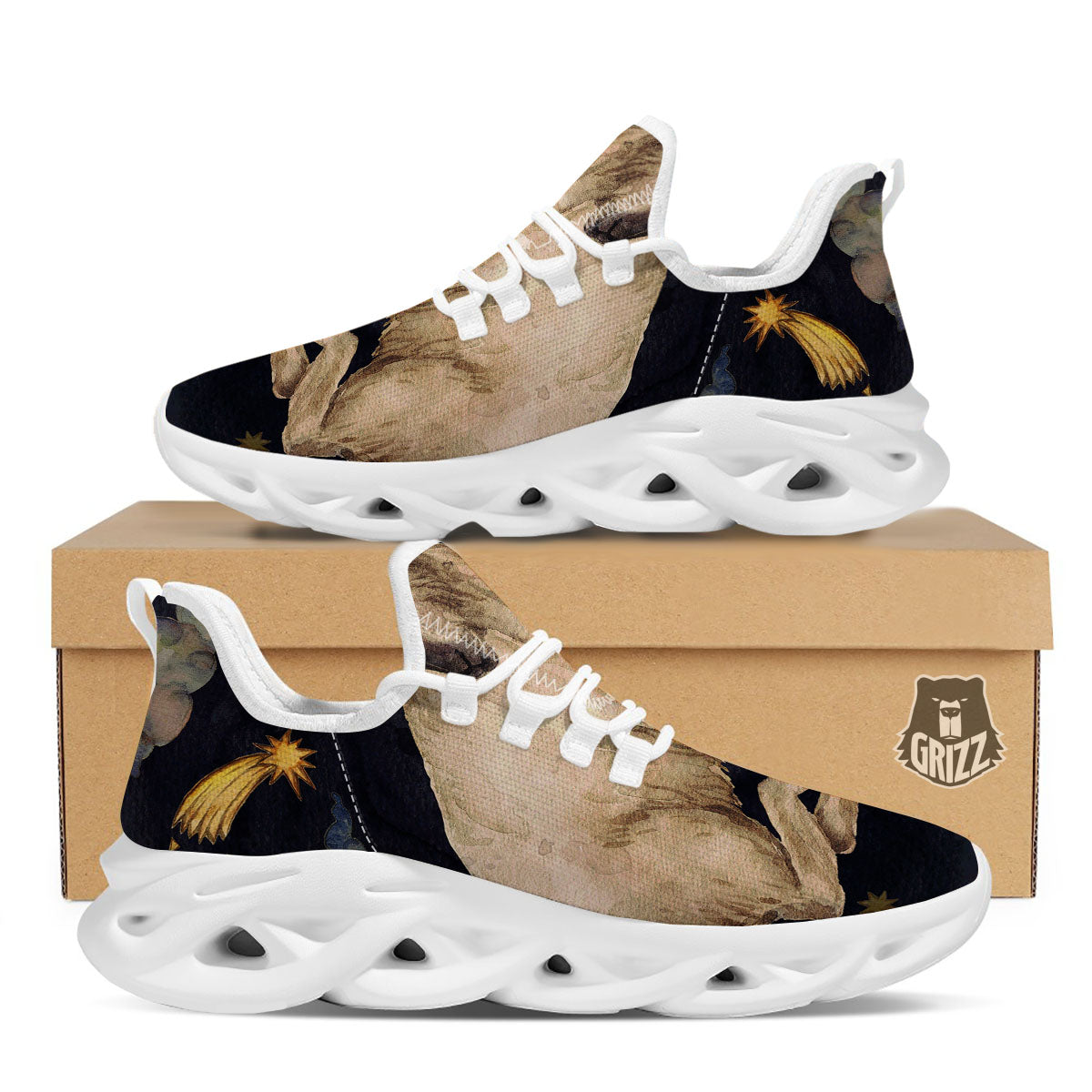 Zodiac Sign Watercolor Aries Print White Running Shoes-grizzshop