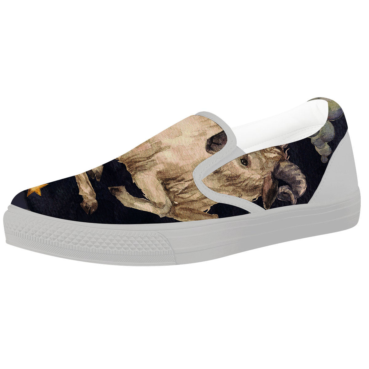 Zodiac Sign Watercolor Aries Print White Slip On Shoes-grizzshop