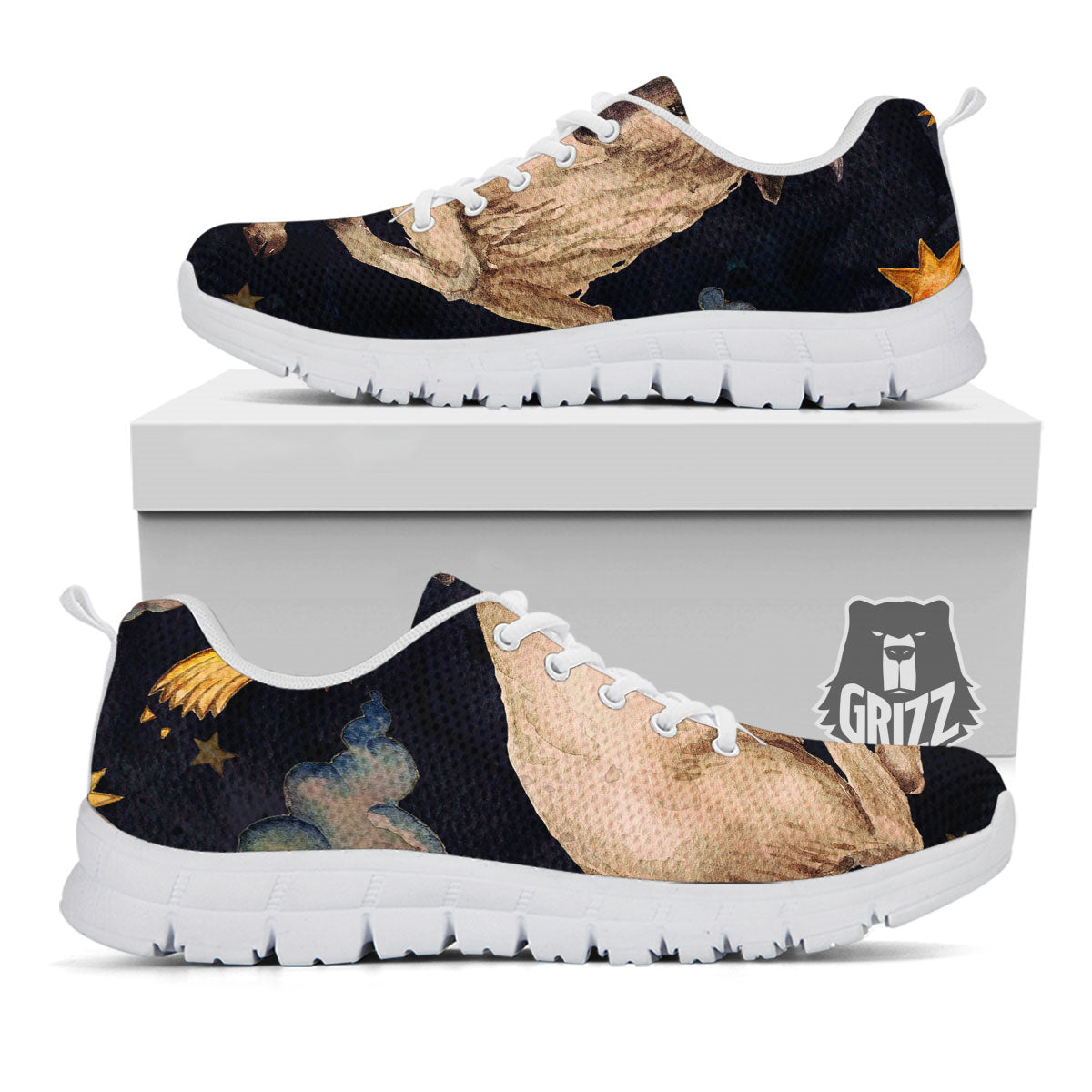 Zodiac Sign Watercolor Aries Print White Sneaker-grizzshop