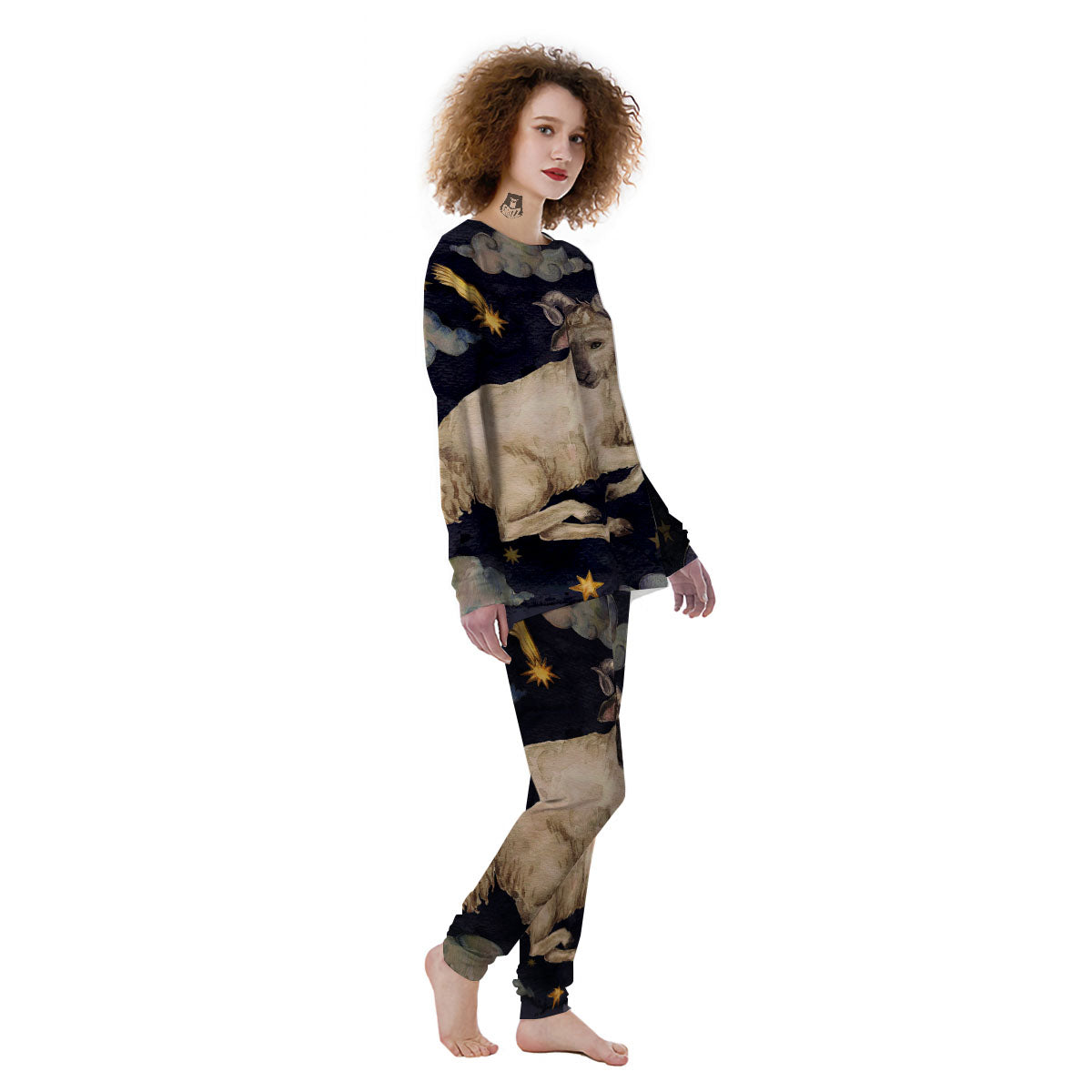 Zodiac Sign Watercolor Aries Print Women's Pajamas-grizzshop