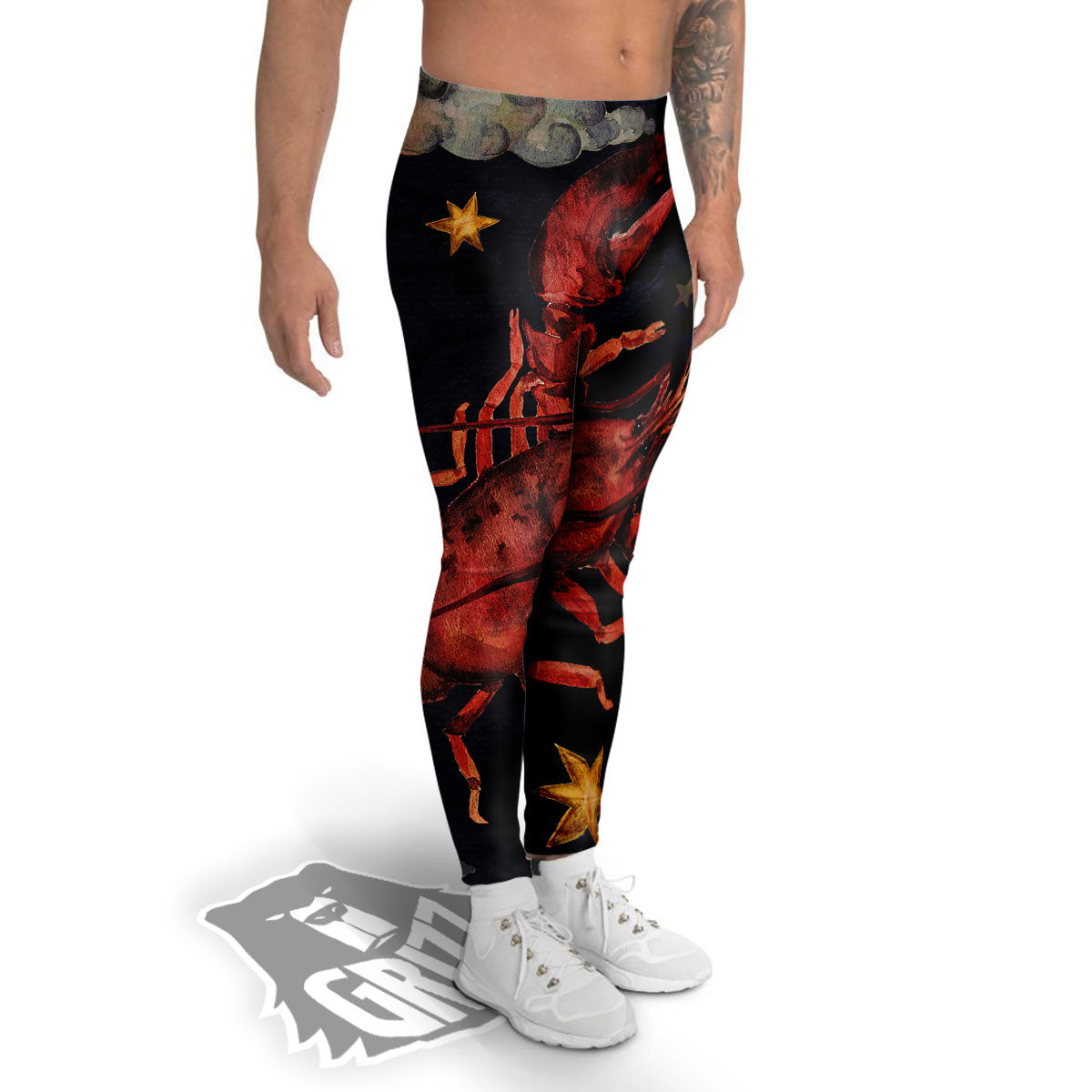 Zodiac Sign Watercolor Cancer Print Men's Leggings-grizzshop