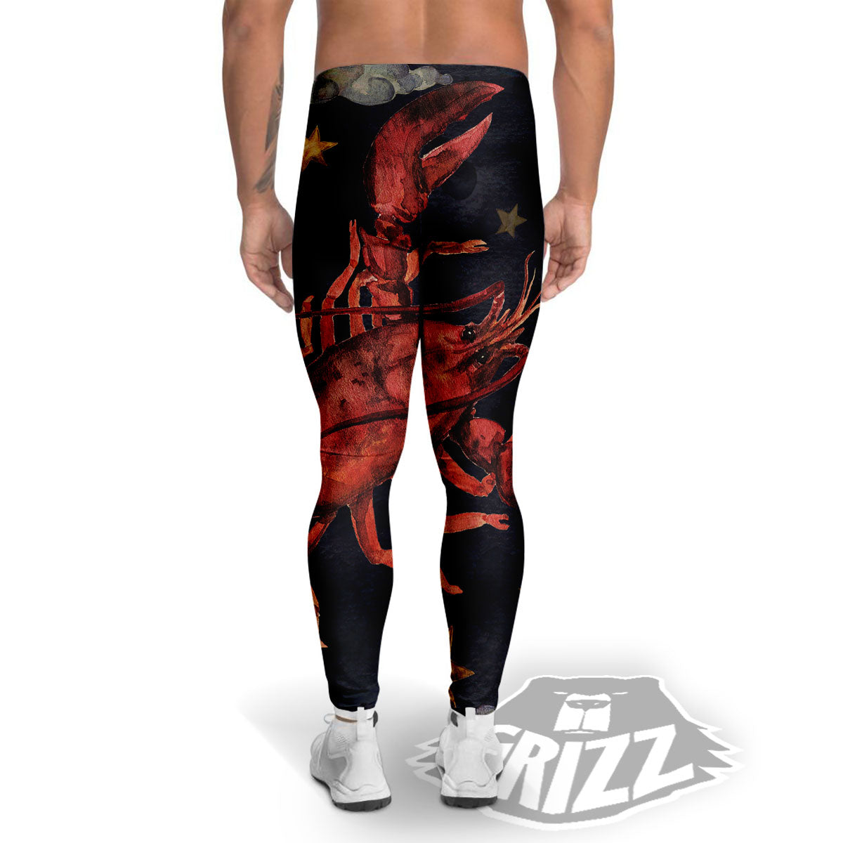 Zodiac Sign Watercolor Cancer Print Men's Leggings-grizzshop