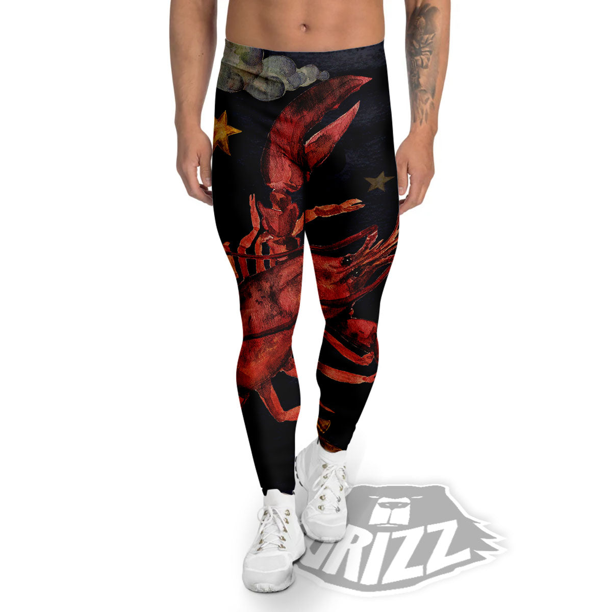 Zodiac Sign Watercolor Cancer Print Men's Leggings-grizzshop