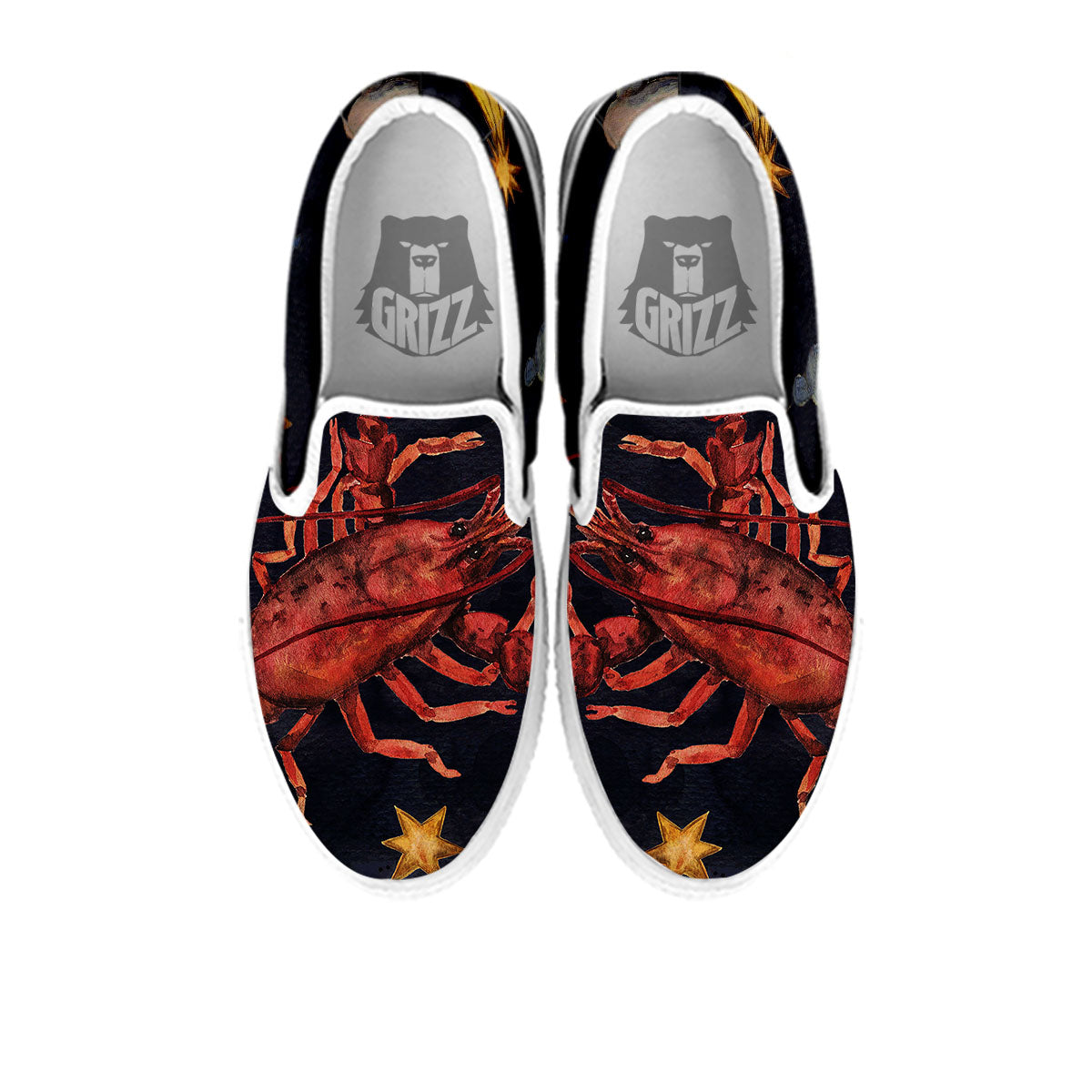 Zodiac Sign Watercolor Cancer Print White Slip On Shoes-grizzshop