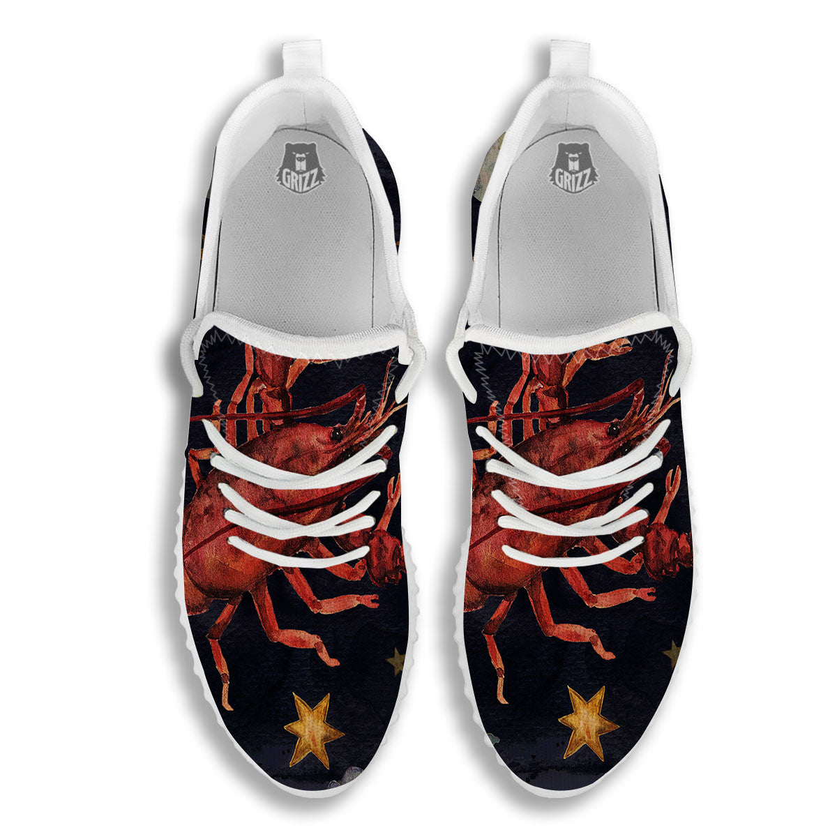 Zodiac Sign Watercolor Cancer Print White Walking Shoes-grizzshop