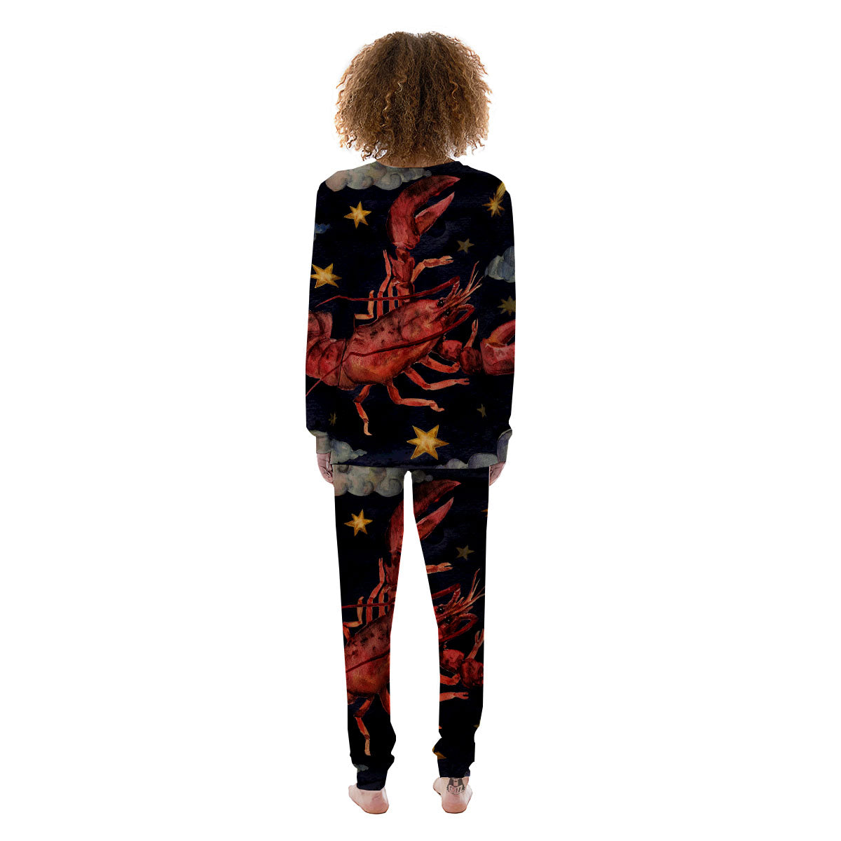 Zodiac Sign Watercolor Cancer Print Women's Pajamas-grizzshop