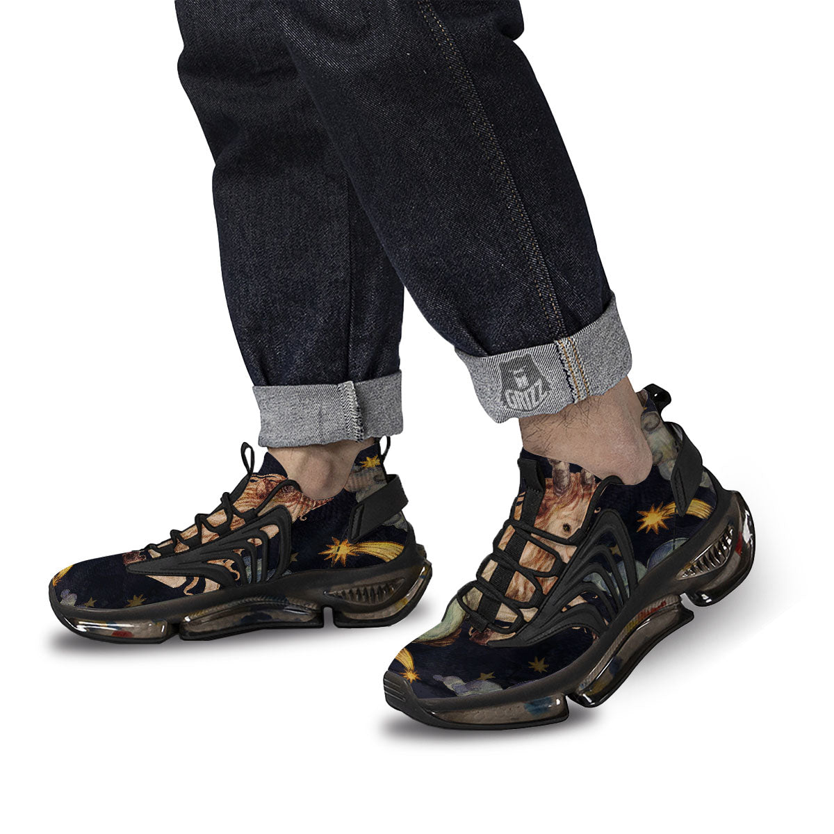 Zodiac Sign Watercolor Capricorn Print Black Gym Shoes-grizzshop