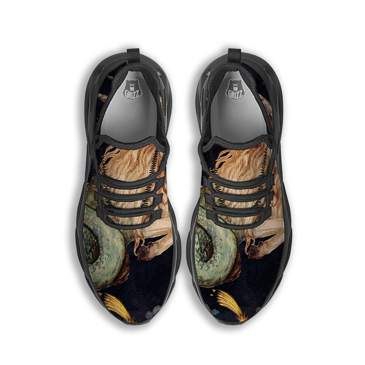 Zodiac Sign Watercolor Capricorn Print Black Running Shoes-grizzshop