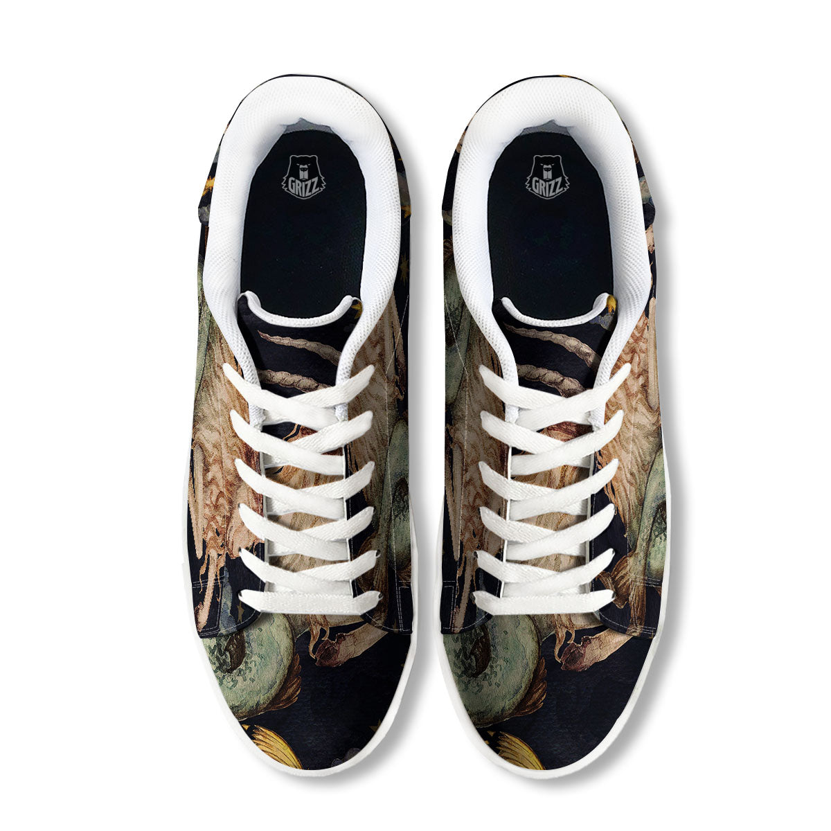 Zodiac Sign Watercolor Capricorn Print White Low Top Sneakers-grizzshop