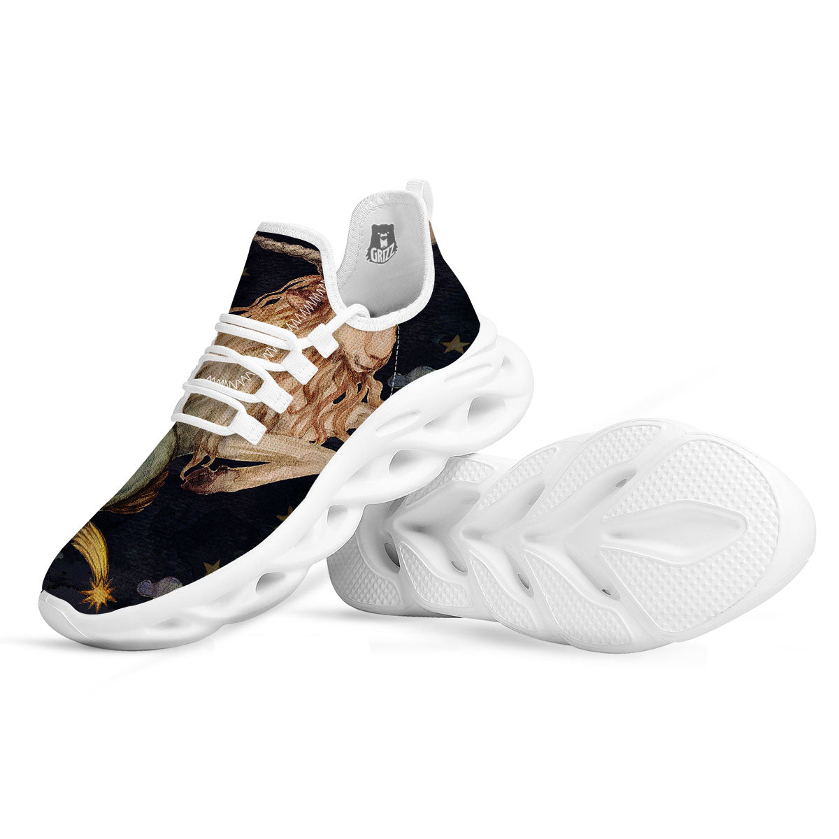 Zodiac Sign Watercolor Capricorn Print White Running Shoes-grizzshop