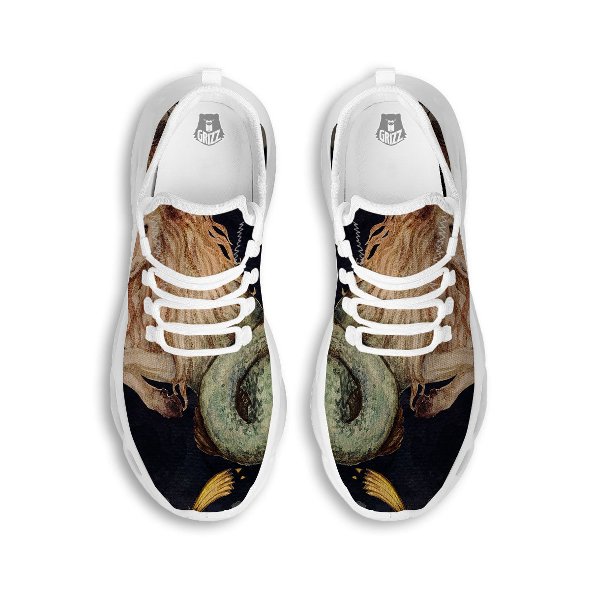 Zodiac Sign Watercolor Capricorn Print White Running Shoes-grizzshop