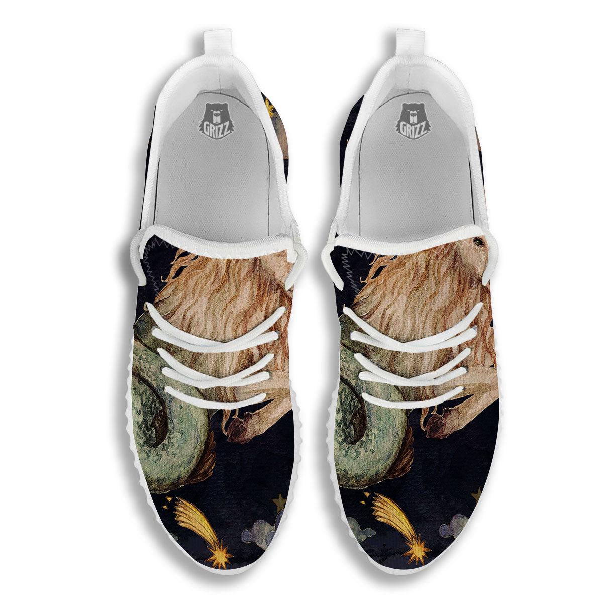 Zodiac Sign Watercolor Capricorn Print White Walking Shoes-grizzshop