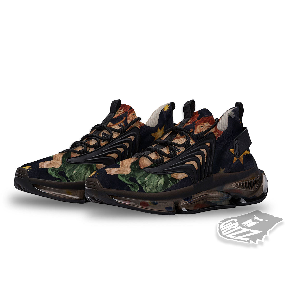 Zodiac Sign Watercolor Gemini Print Black Gym Shoes-grizzshop