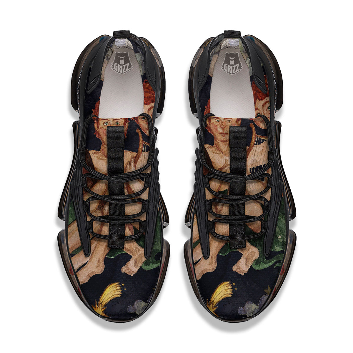 Zodiac Sign Watercolor Gemini Print Black Gym Shoes-grizzshop