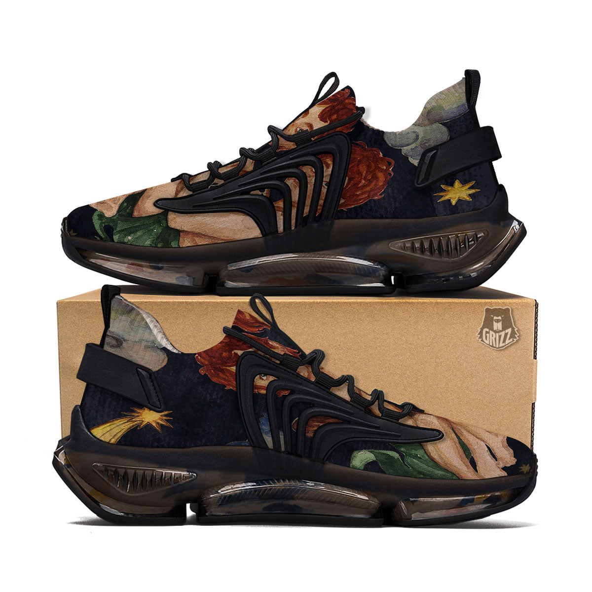 Zodiac Sign Watercolor Gemini Print Black Gym Shoes-grizzshop