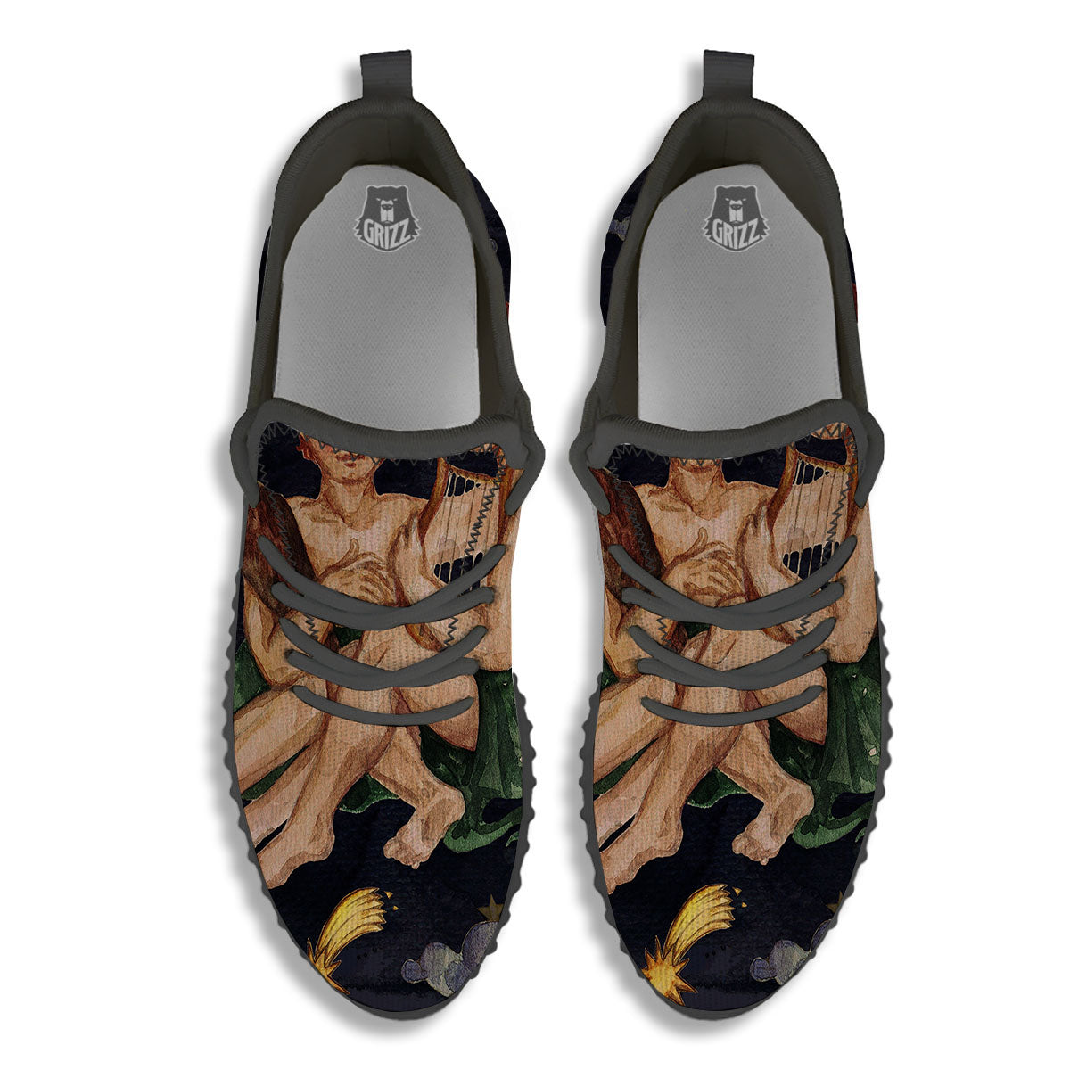 Zodiac Sign Watercolor Gemini Print Black Walking Shoes-grizzshop