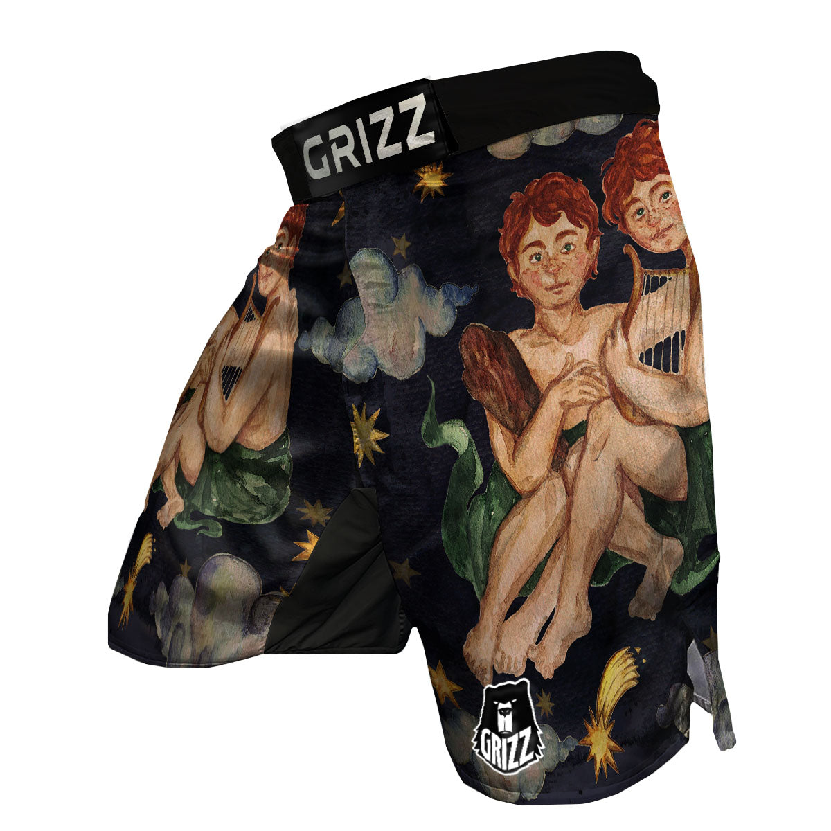 Zodiac Sign Watercolor Gemini Print MMA Shorts-grizzshop