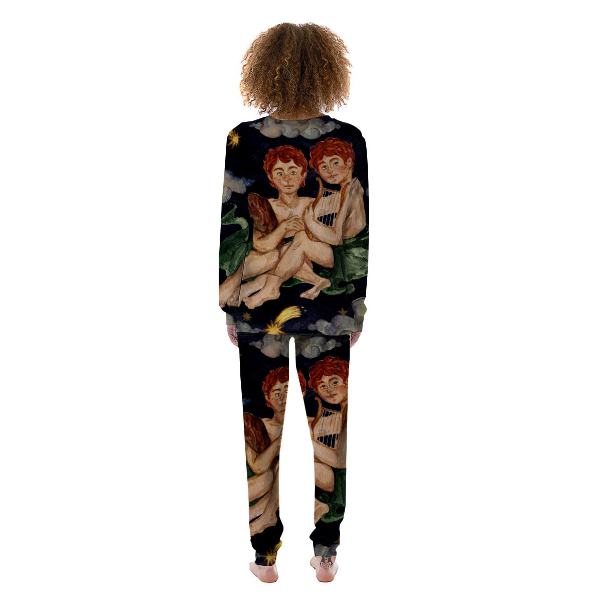 Zodiac Sign Watercolor Gemini Print Women's Pajamas-grizzshop