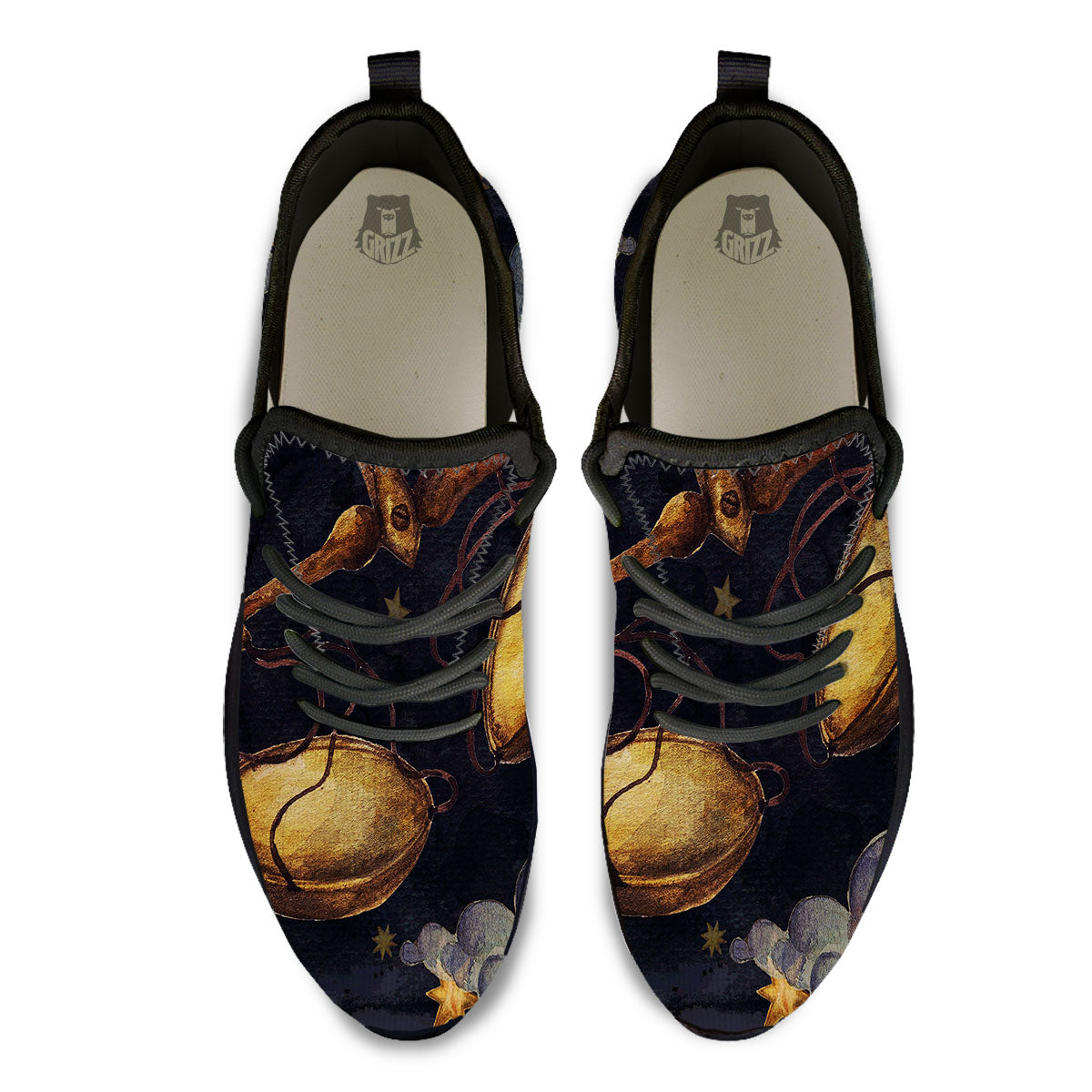 Zodiac Sign Watercolor Libra Print Black Athletic Shoes-grizzshop