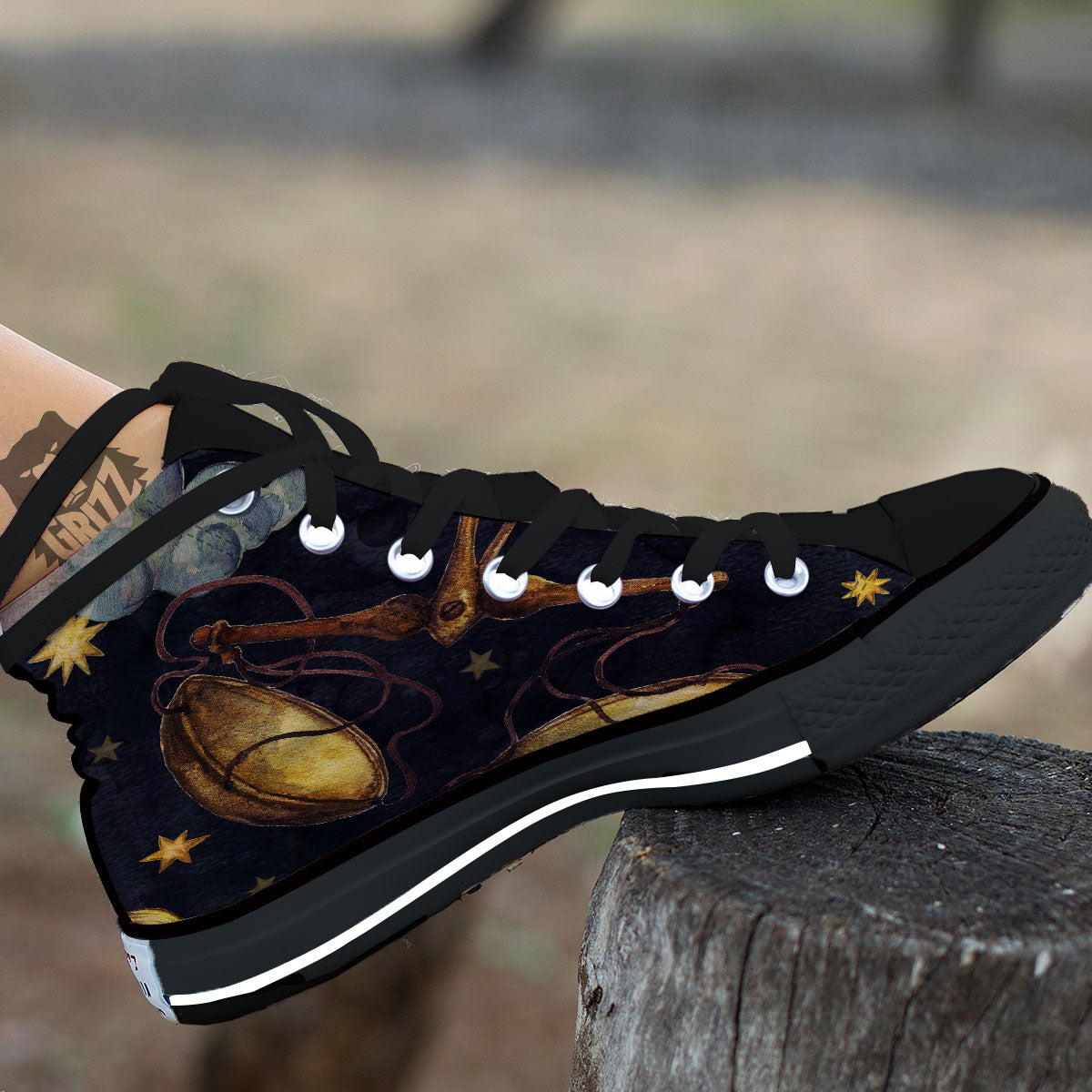 Zodiac Sign Watercolor Libra Print Black High Top Shoes-grizzshop