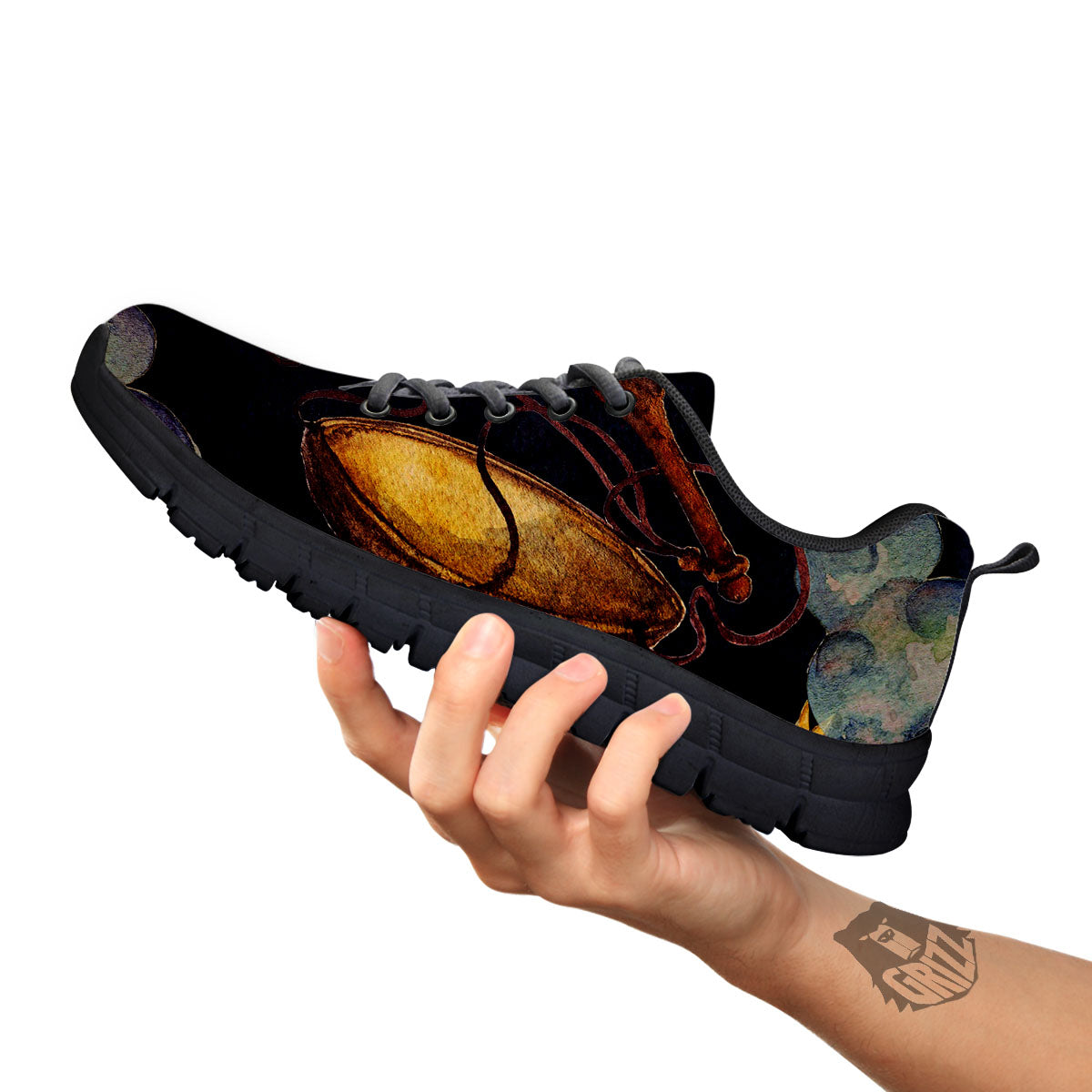 Zodiac Sign Watercolor Libra Print Black Sneaker-grizzshop