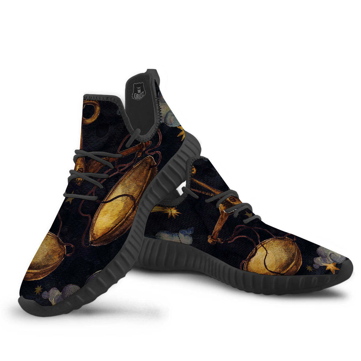 Zodiac Sign Watercolor Libra Print Black Walking Shoes-grizzshop