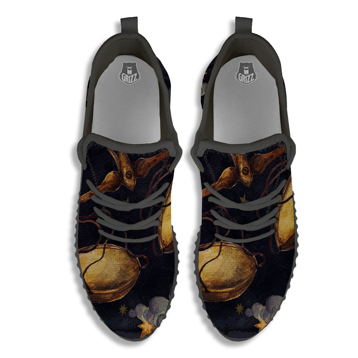 Zodiac Sign Watercolor Libra Print Black Walking Shoes-grizzshop