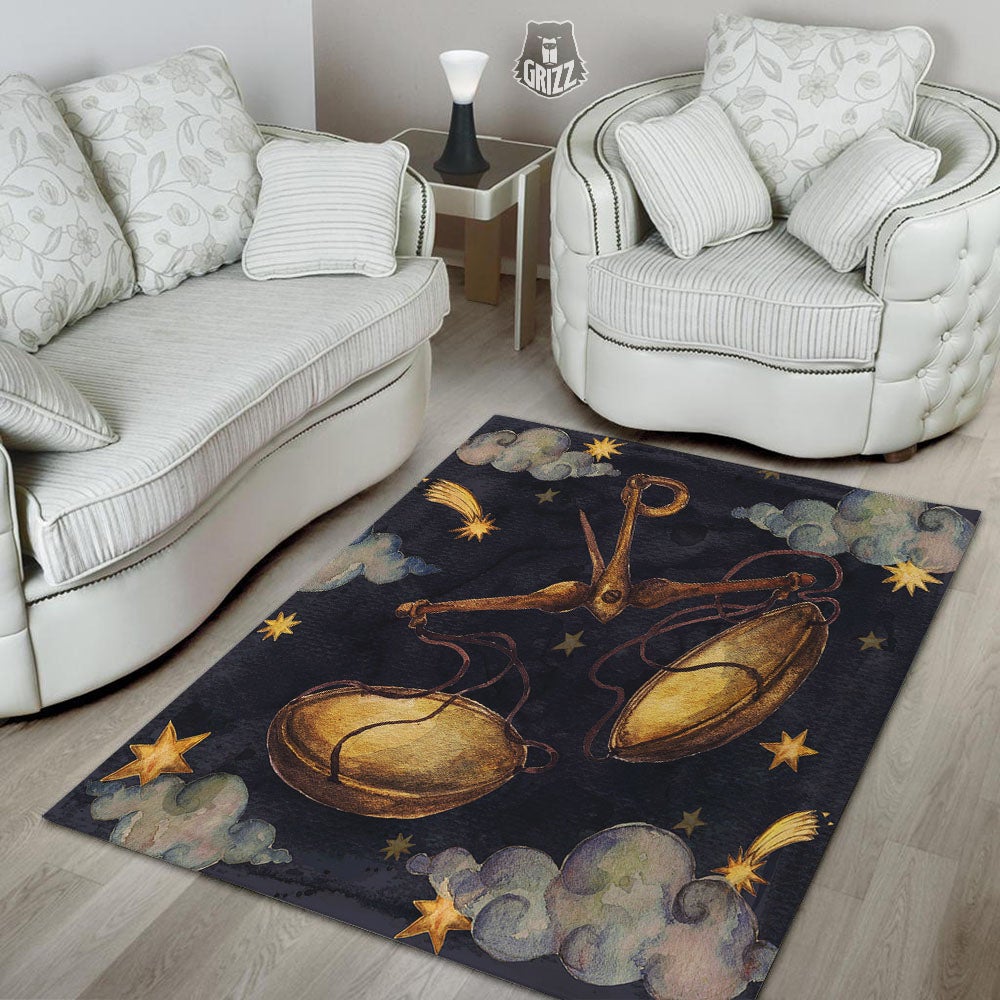 Zodiac Sign Watercolor Libra Print Floor Mat-grizzshop