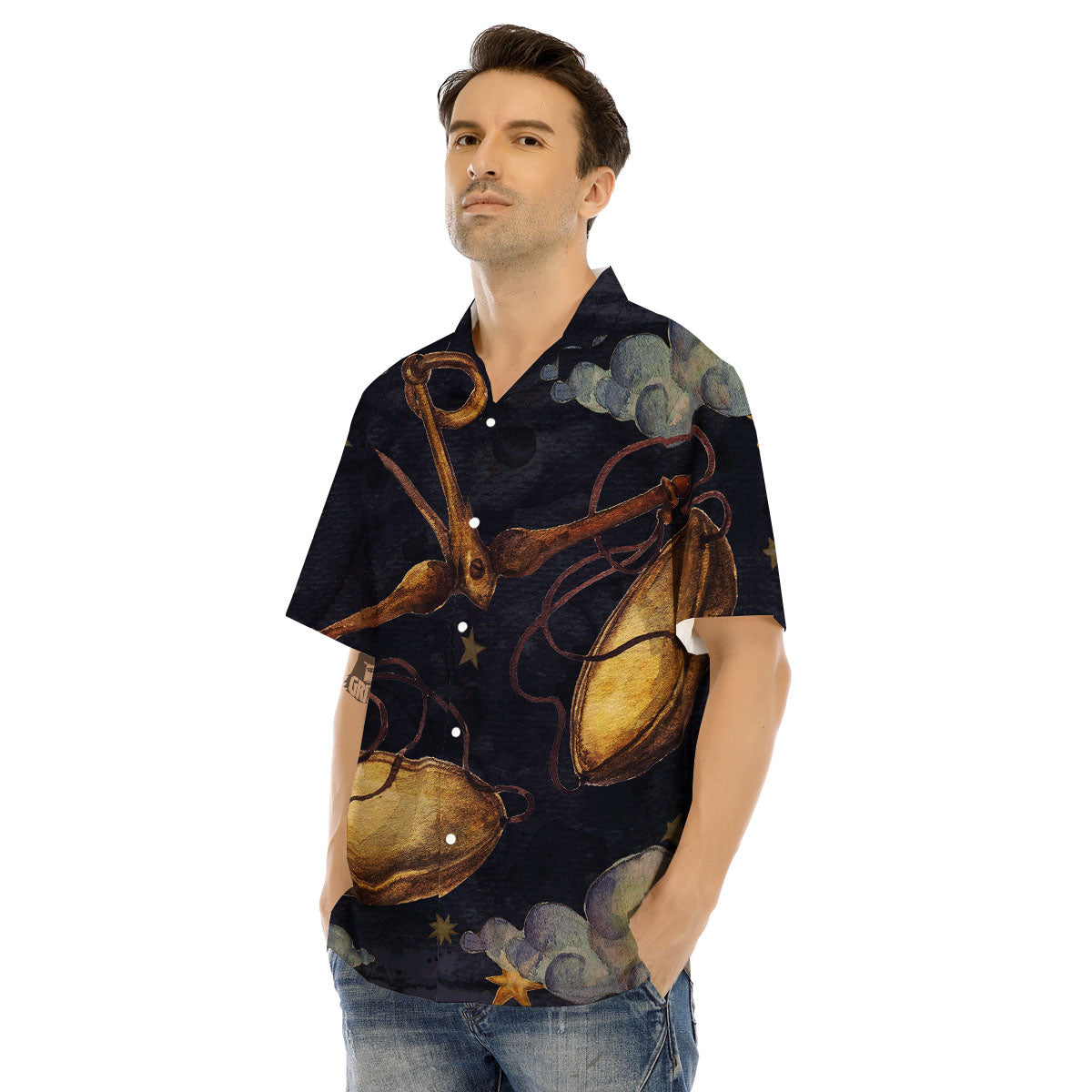Zodiac Sign Watercolor Libra Print Men's Hawaiian Shirt-grizzshop