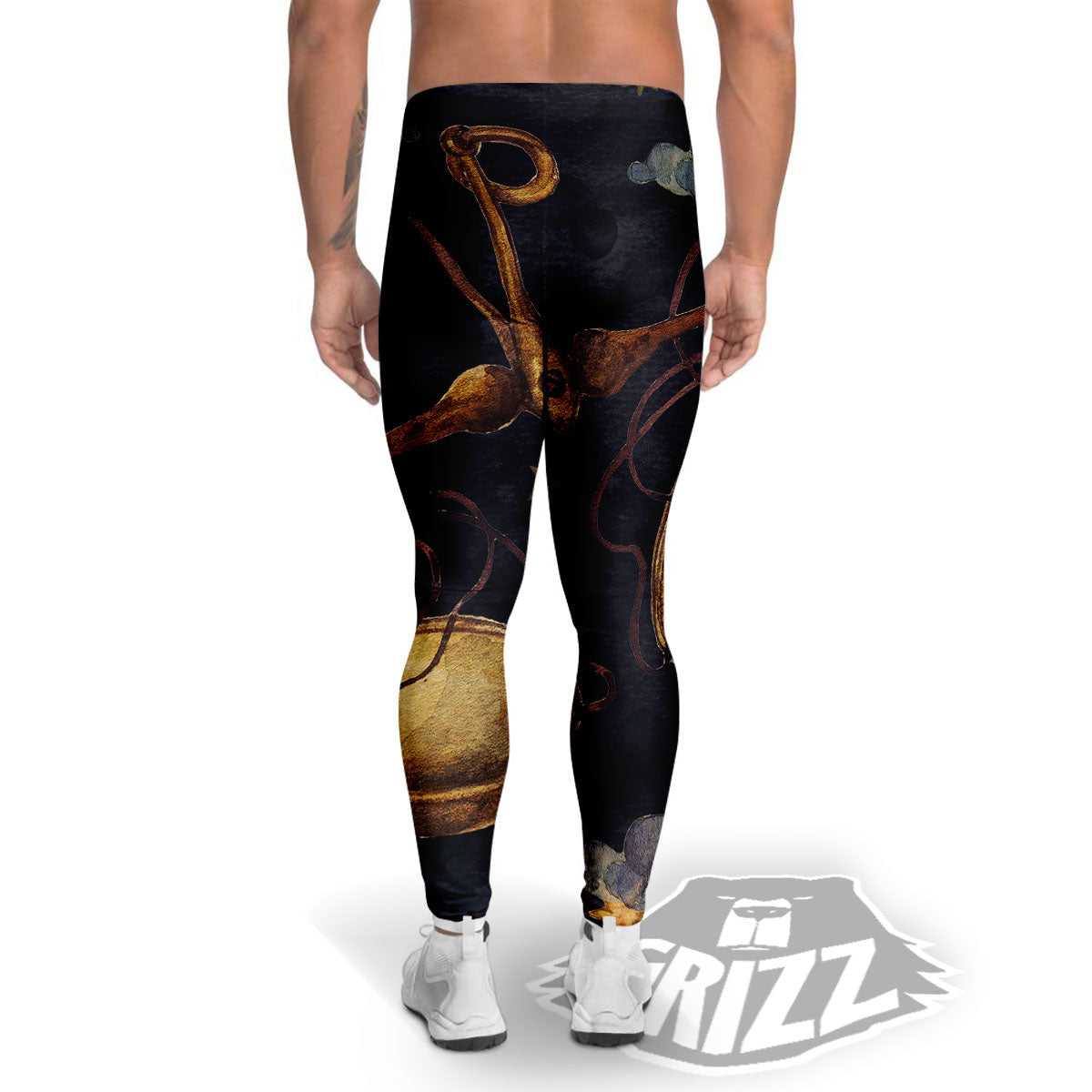 Zodiac Sign Watercolor Libra Print Men's Leggings-grizzshop