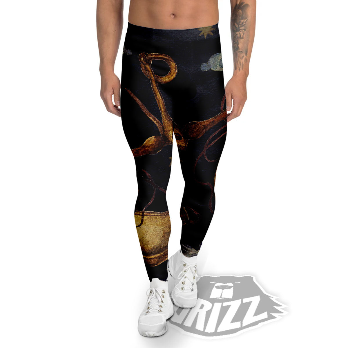 Zodiac Sign Watercolor Libra Print Men's Leggings-grizzshop