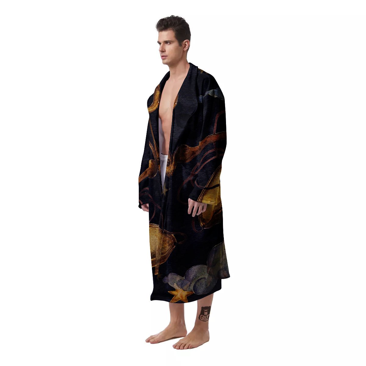 Zodiac Sign Watercolor Libra Print Men's Robe-grizzshop