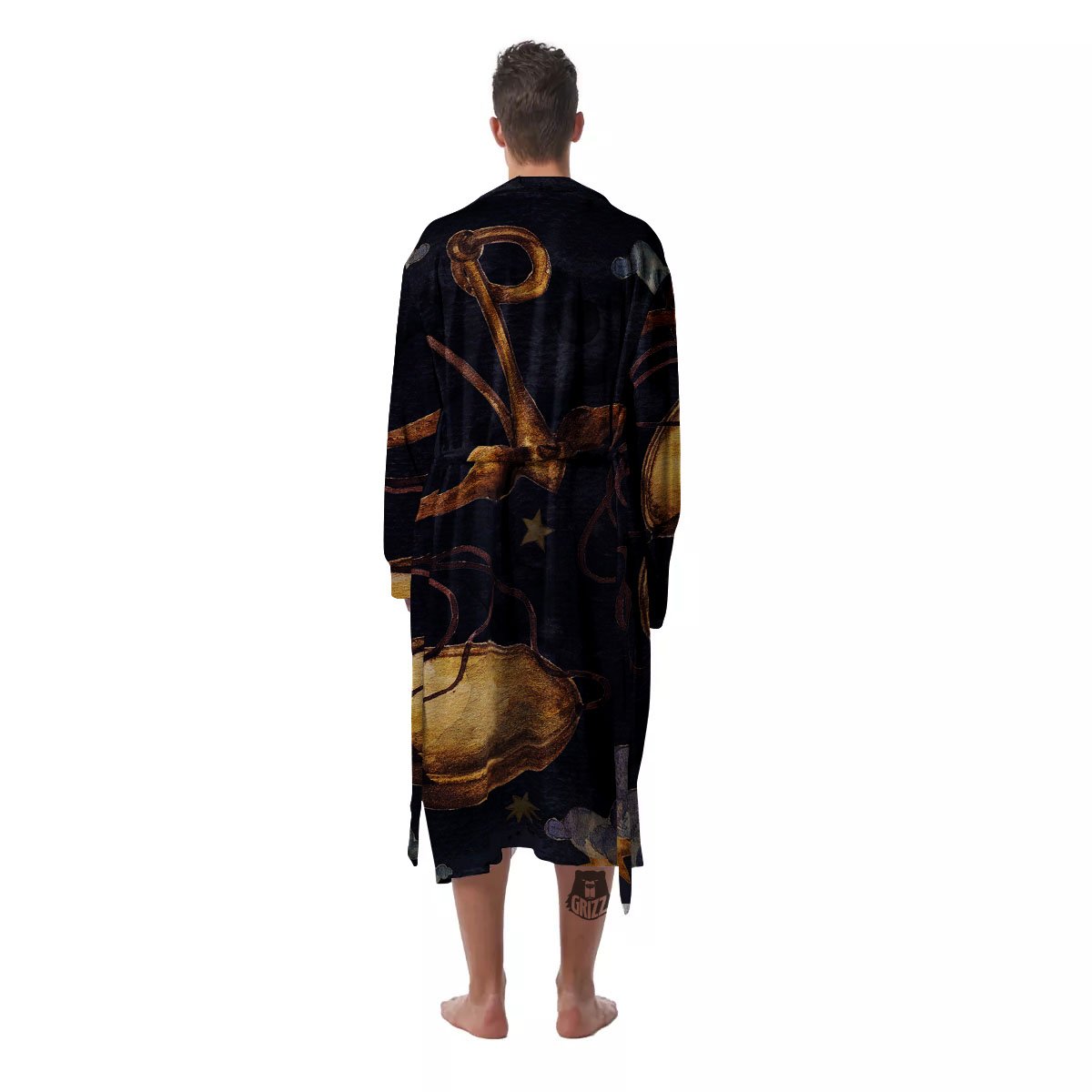 Zodiac Sign Watercolor Libra Print Men's Robe-grizzshop