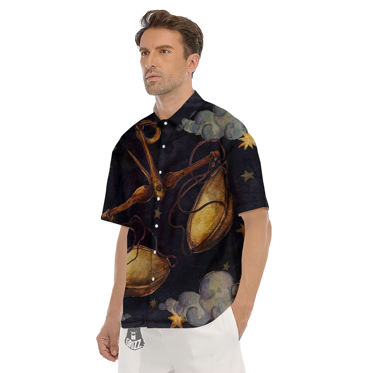 Zodiac Sign Watercolor Libra Print Men's Short Sleeve Shirts-grizzshop