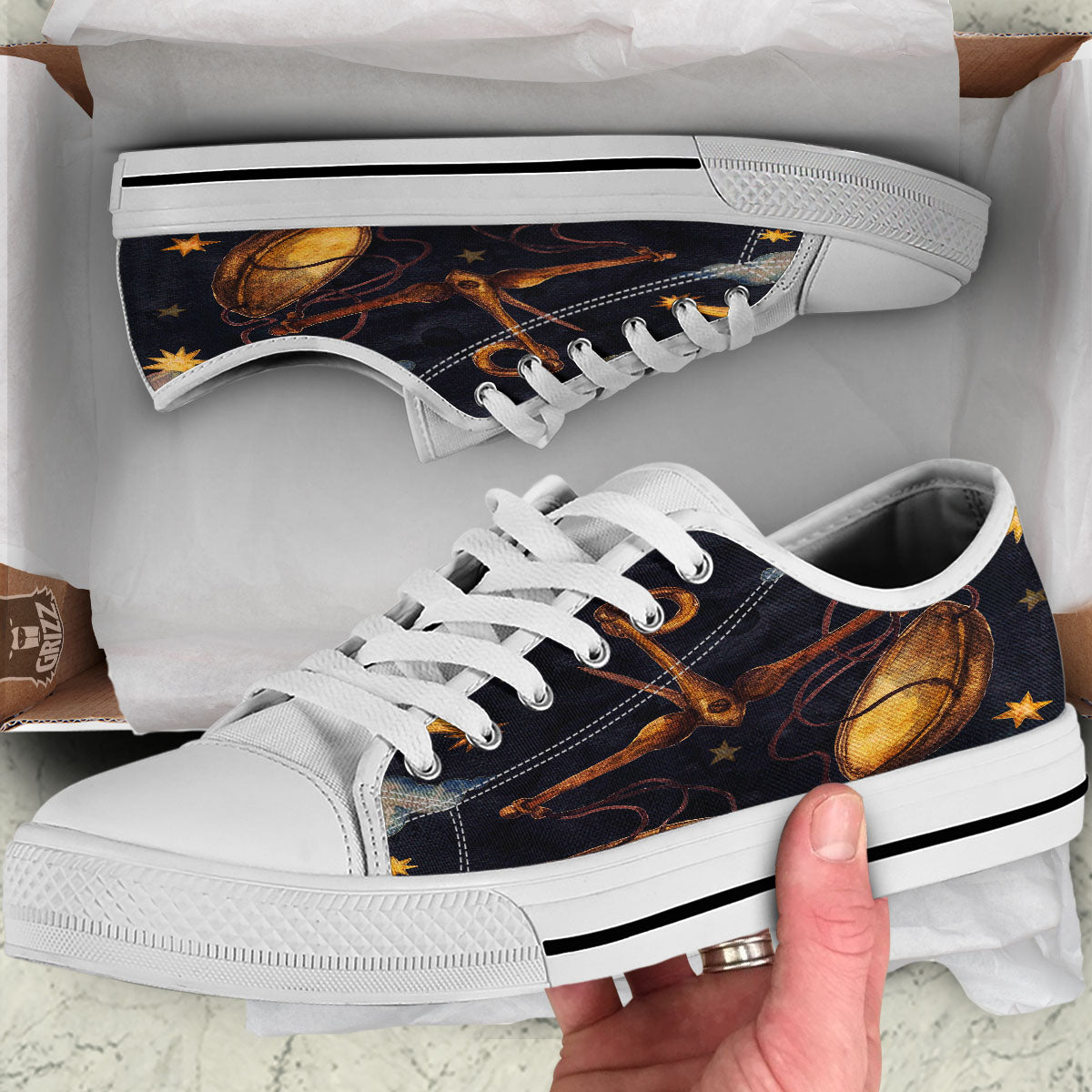 Zodiac Sign Watercolor Libra Print White Low Top Shoes-grizzshop