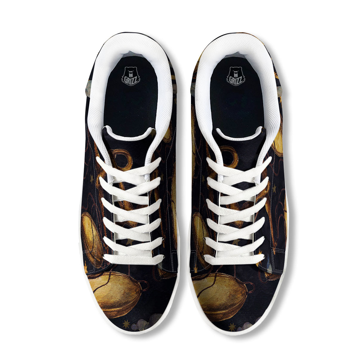 Zodiac Sign Watercolor Libra Print White Low Top Sneakers-grizzshop