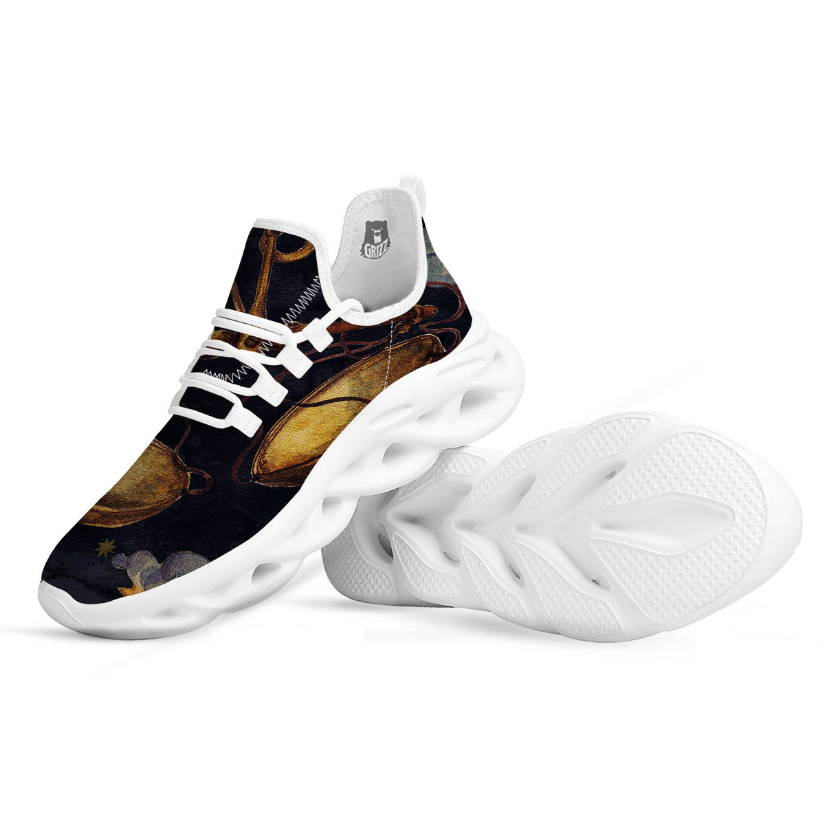 Zodiac Sign Watercolor Libra Print White Running Shoes-grizzshop