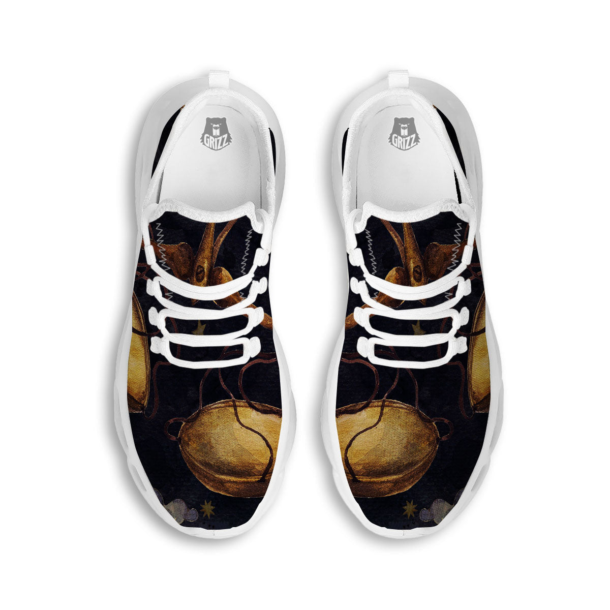 Zodiac Sign Watercolor Libra Print White Running Shoes-grizzshop