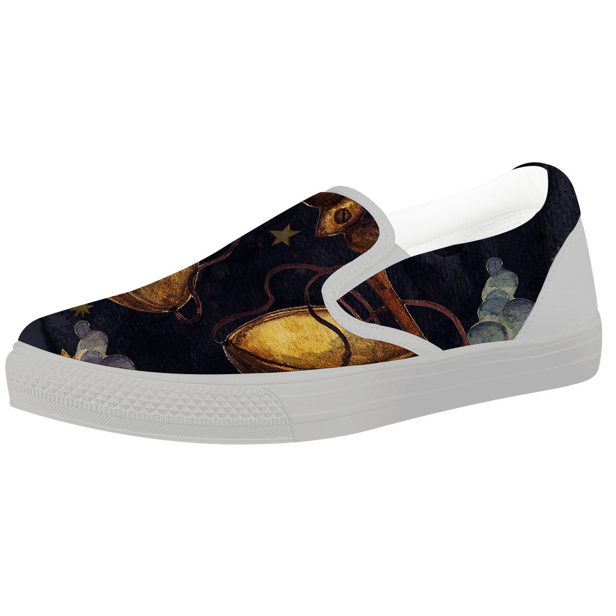 Zodiac Sign Watercolor Libra Print White Slip On Shoes-grizzshop