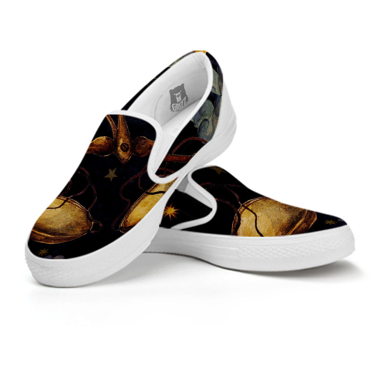Zodiac Sign Watercolor Libra Print White Slip On Shoes-grizzshop